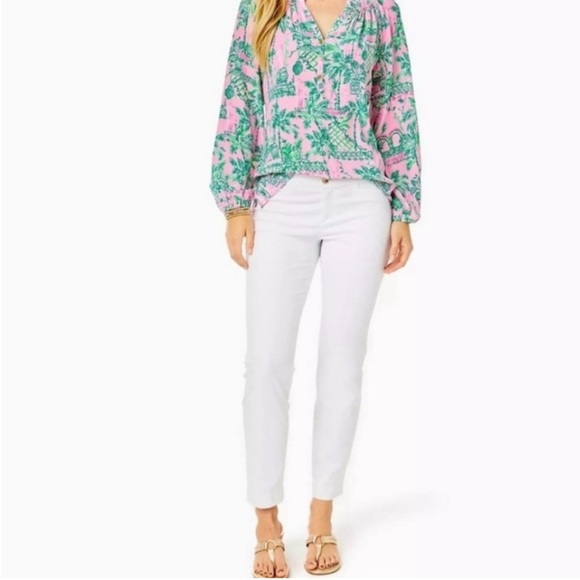 Lilly Pulitzer Kelly Skinny Ankle Pants
Women's size 14 in white - Picture 1 of 11